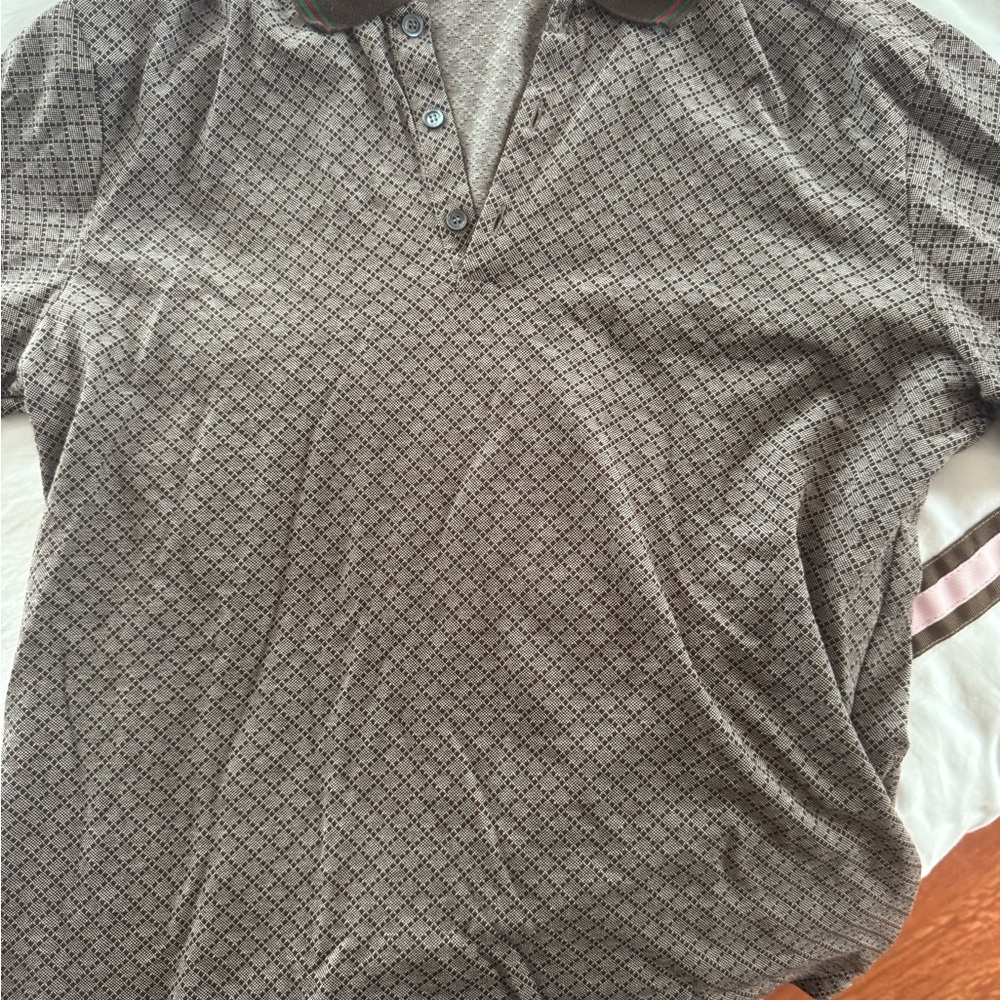 Gucci Taupe Geometric Polo Shirt